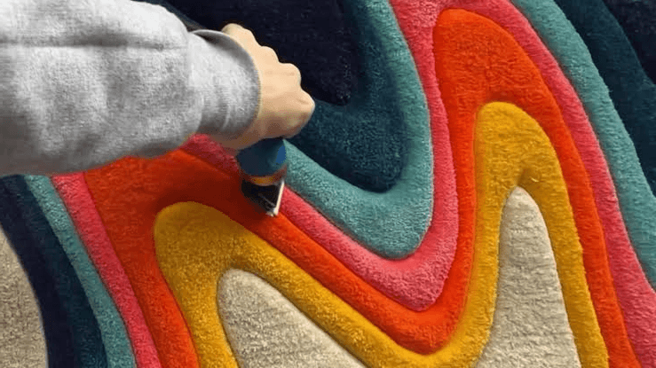 FOULI atelier hand-carving custom wool tufted rug with electric shears