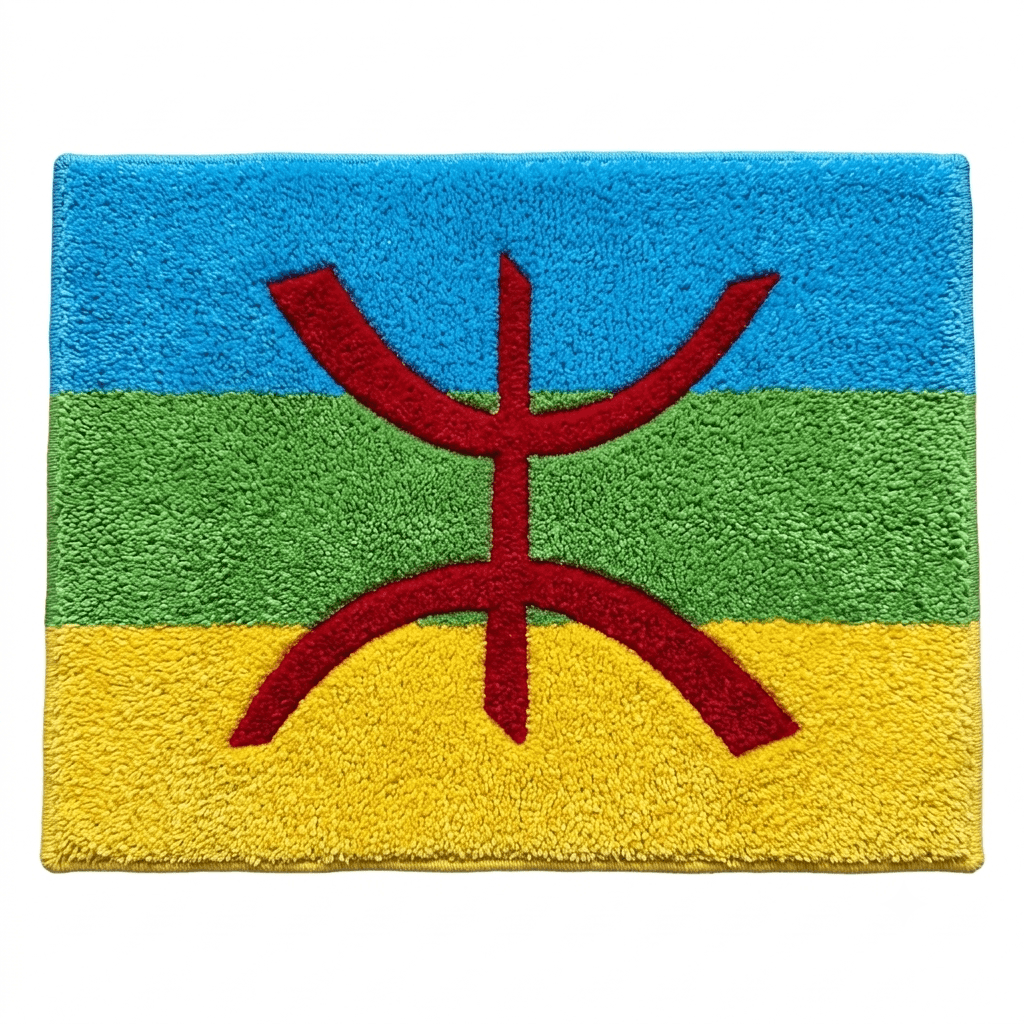 زربية العلم الأمازيغي بحرف الياز (ⵣ) - Handcrafted Moroccan tufted rug