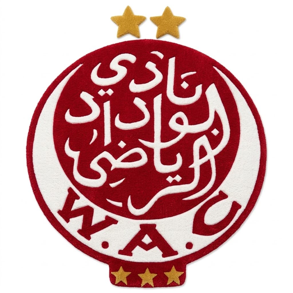 زربية نادي الوداد الرياضي البيضاوي - Handcrafted Moroccan tufted rug